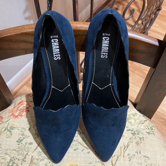 STYLE CHARLES scalloped flats/loafer Navy - Picture 7 of 10